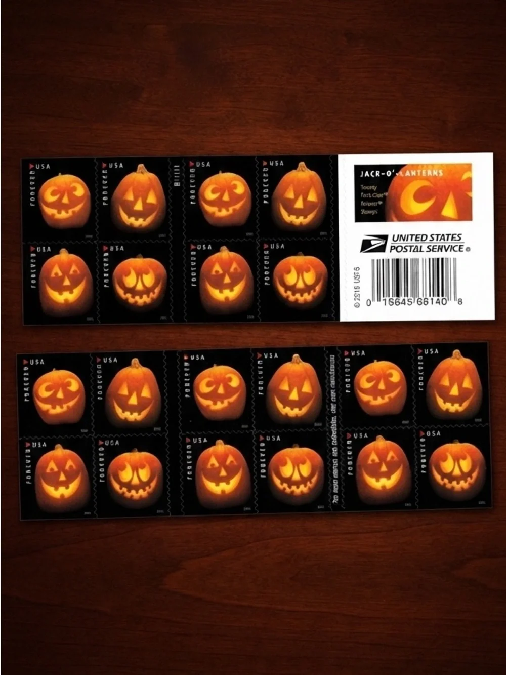 Halloween Jack-O'-Lantern USPS Postage Stamps - Orange 100pcs